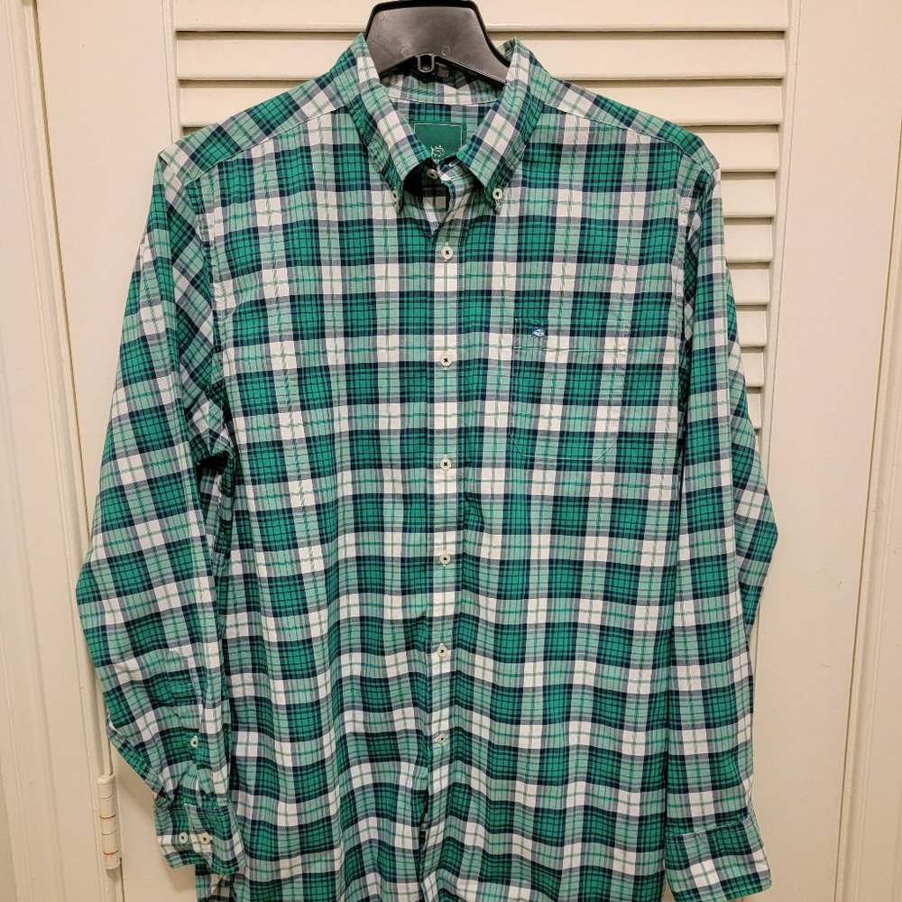 Southern Tide Club Mens Size L Green Plaid Long Sleeve Button Down Shirt